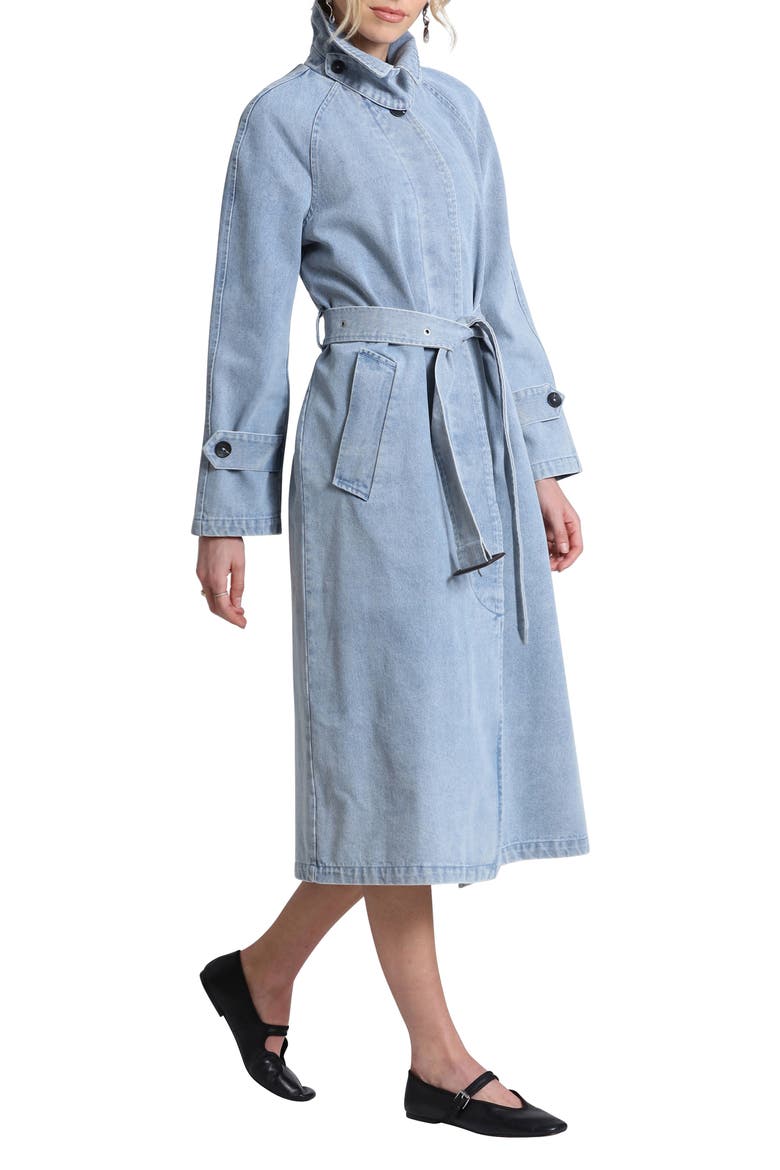 Denim Trench Coat, Alternate, color, LIGHT WASH