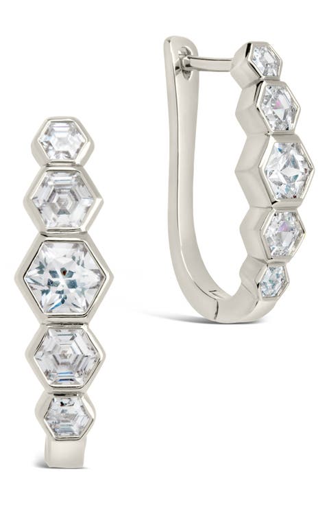 Gia CZ Latch Hoop Earrings
