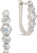 Sterling Forever Gia CZ Latch Hoop Earrings