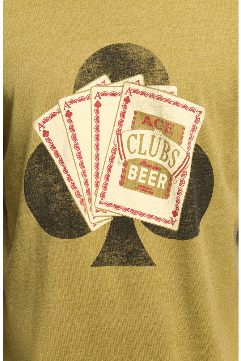 Ace of Clubs Beer Cotton Blend Graphic T-Shirt, Alternate, color, GREEN MOSS