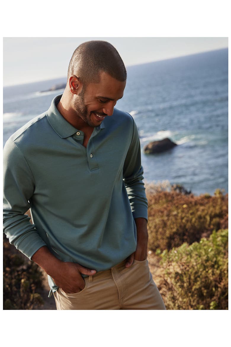Long Sleeve Cotton Supima Polo Shirt, Alternate, color, Tourmaline