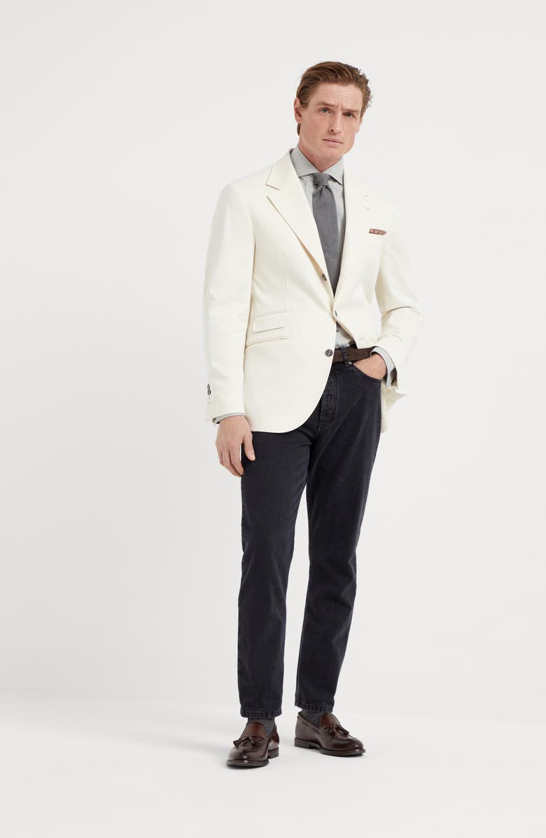 Brunello Cucinelli Cotton and cashmere twill basic fit shirt with spread collar, Alternate, color, 