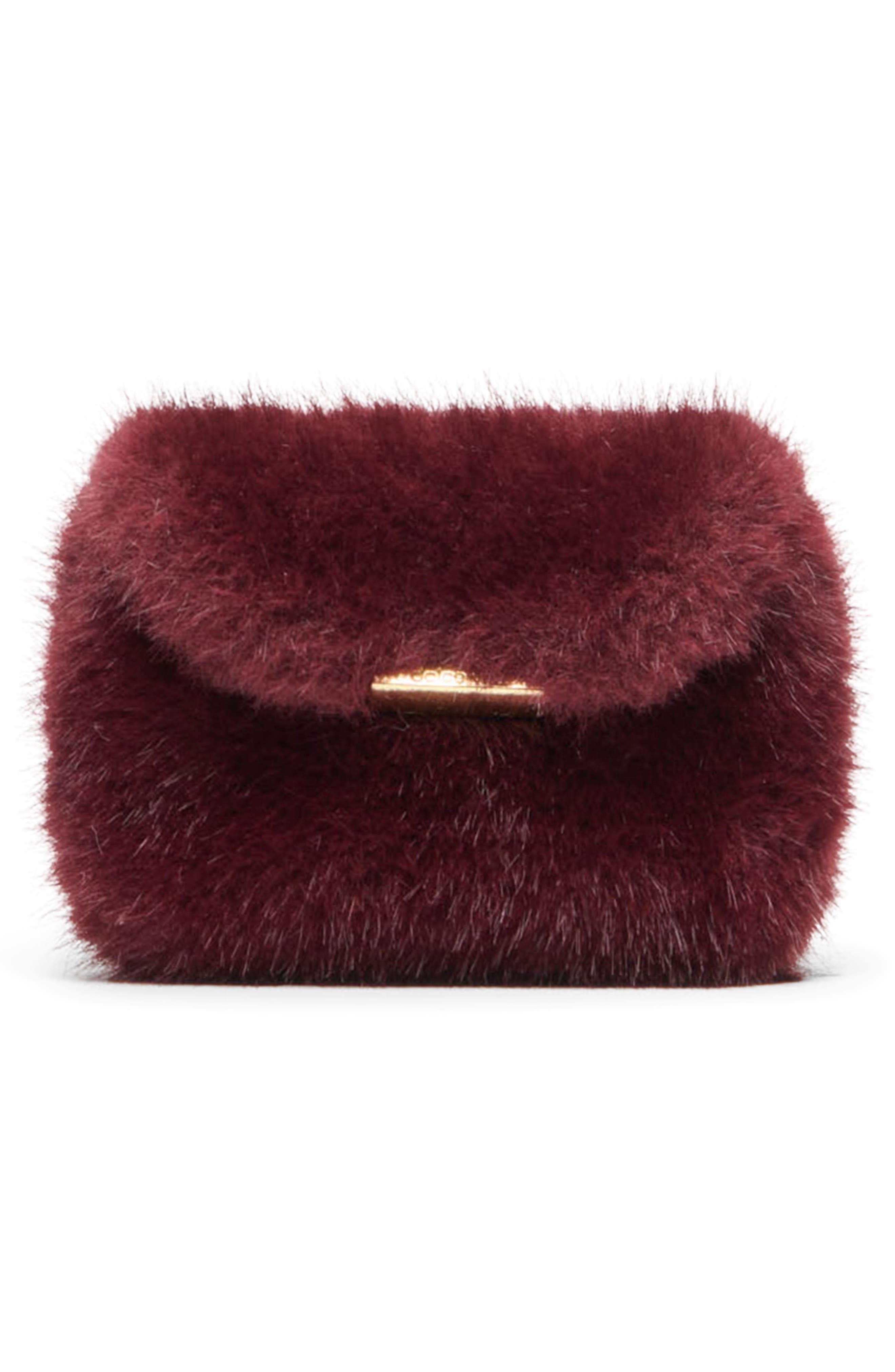 Brindi Faux Fur Crossbody Bag, Alternate, color, BURGUNDY