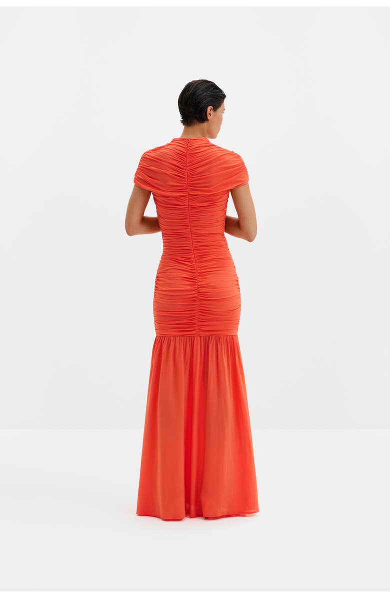 Malina Loana Draped Chiffon Maxi Dress, Alternate, color, Coral