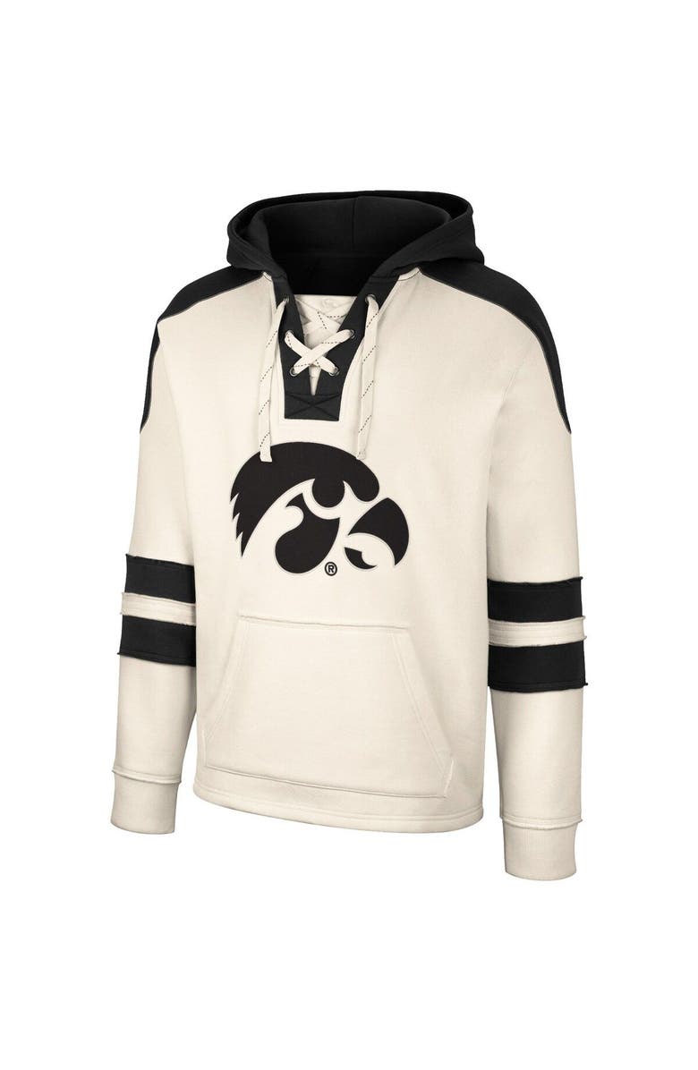 COLOSSEUM Men's Colosseum Cream Iowa Hawkeyes Lace-Up 4.0 Vintage Pullover Hoodie, Alternate, color, 
