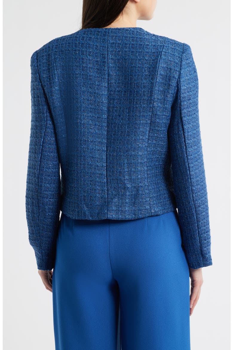 Metallic Tweed Collarless Jacket, Alternate, color, RIVERSIDE BLUE
