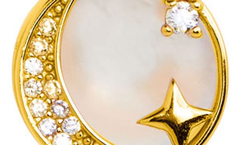 Savvy Cie Jewels Mother-of-pearl & Cubic Zirconia Pendant Necklace In Gold