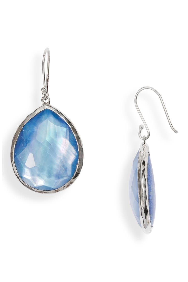 Large Rock Candy Teardrop Earrings, Main, color, SILVER