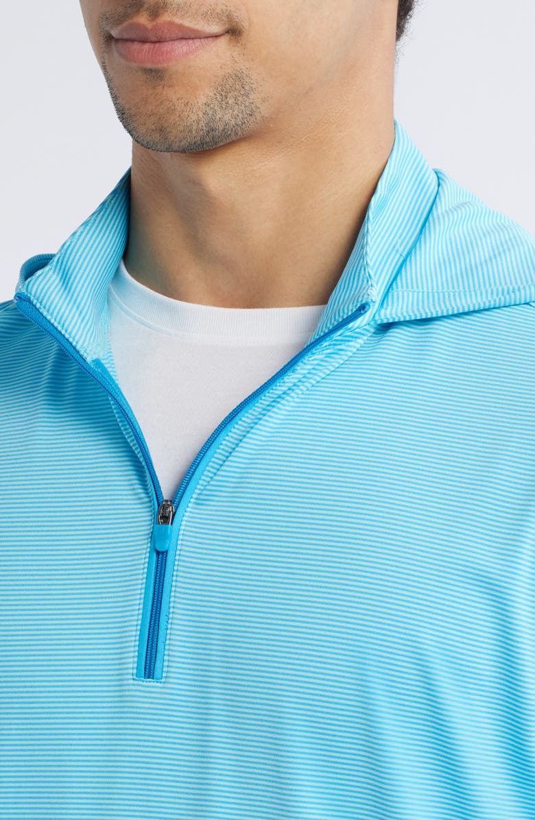 johnnie-O Hybrid Performance Quarter Zip Hoodie, Alternate, color, Majorca/Tarpon