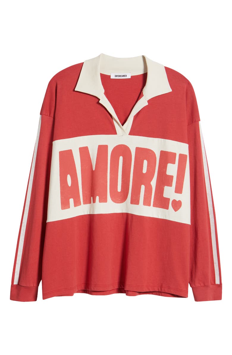 Daydreamer Amore Stripe Cotton Graphic Rugby Shirt, Alternate, color, 