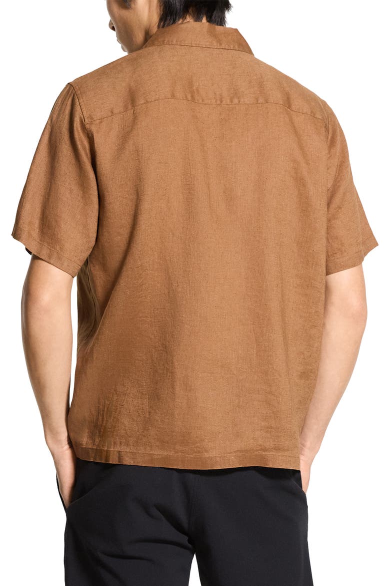 Noll Short Sleeve Linen Button-Up Camp Shirt, Alternate, color, DEEP TOBACCO