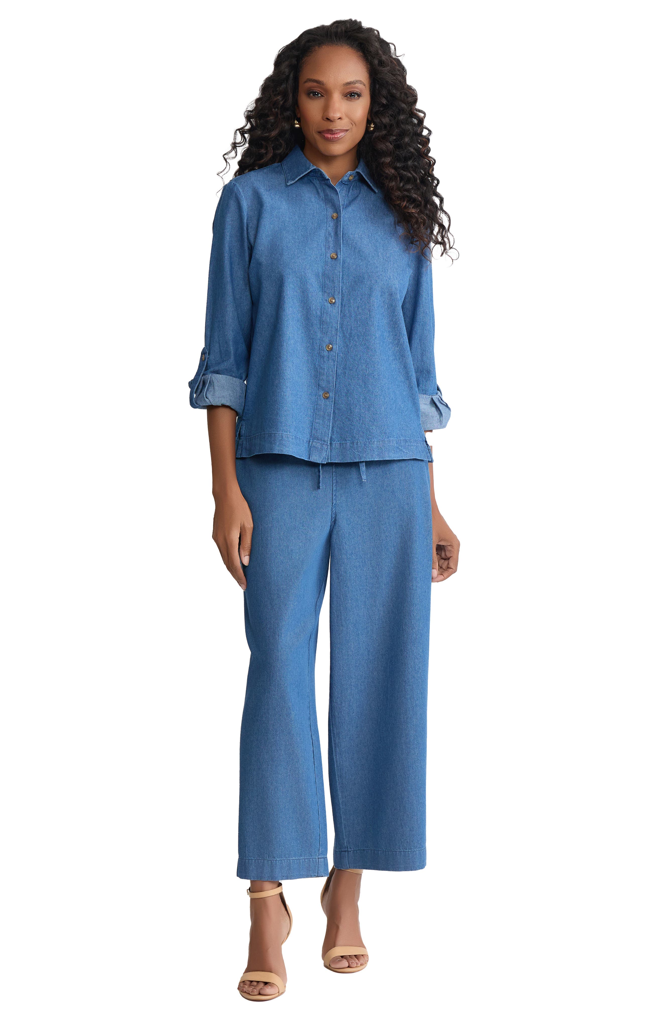 Boxy Denim Button-Up Shirt - image 2