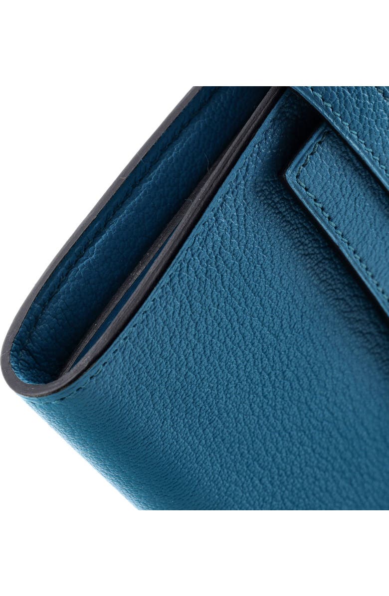 Pre-Owned Hermes Kelly Wallet Chevre Mysore Long, Alternate, color, Turquoise