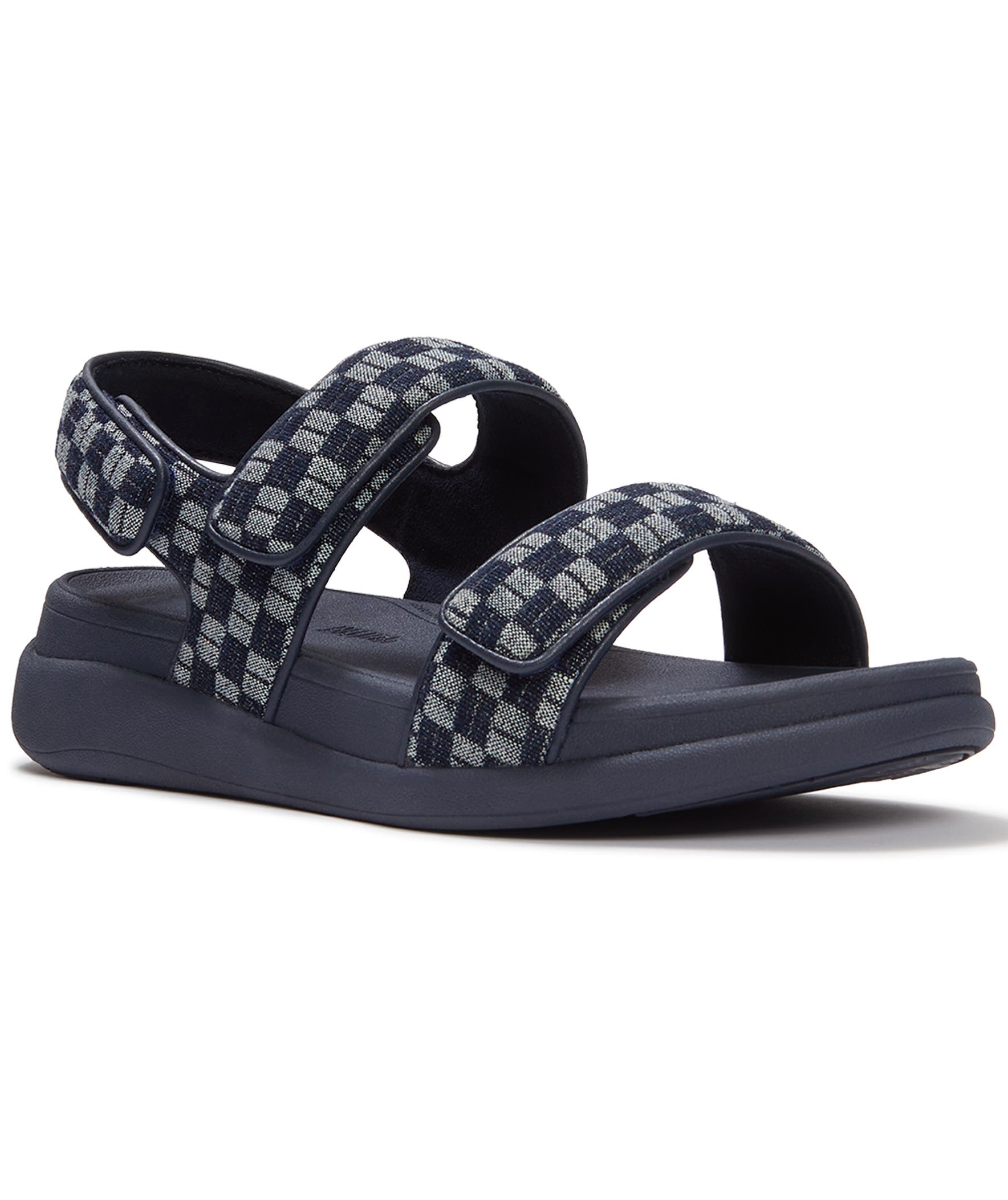 F-Mode Go Checkerboard Sandal, Main, color, Dark Denim