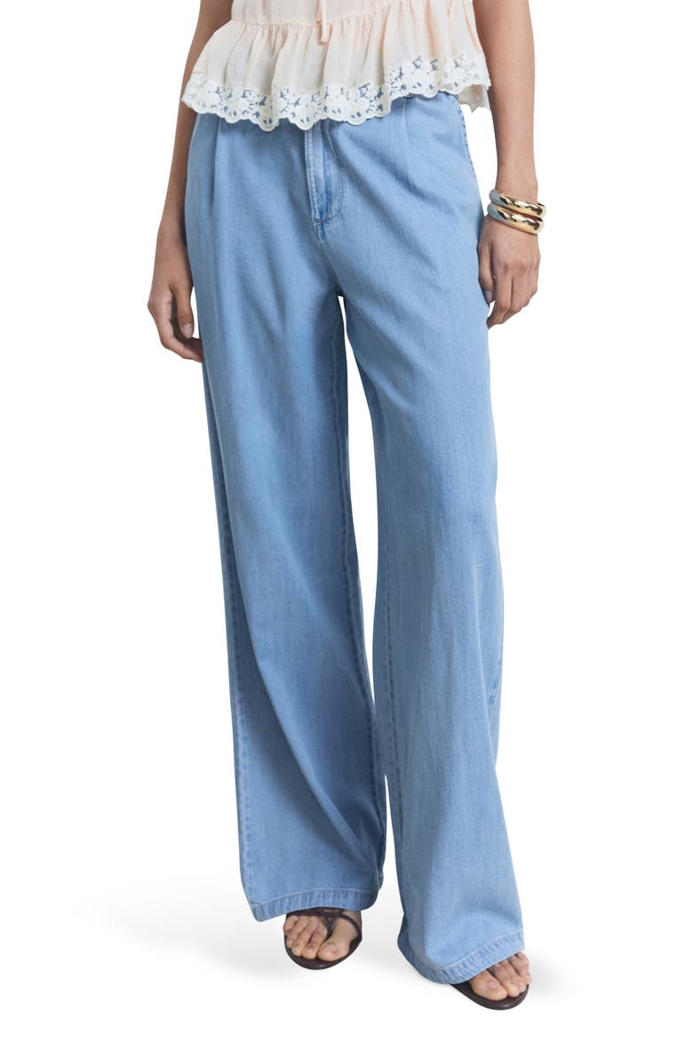 Pleated Wide Leg Pants, Main, color, LIGHT BLUE