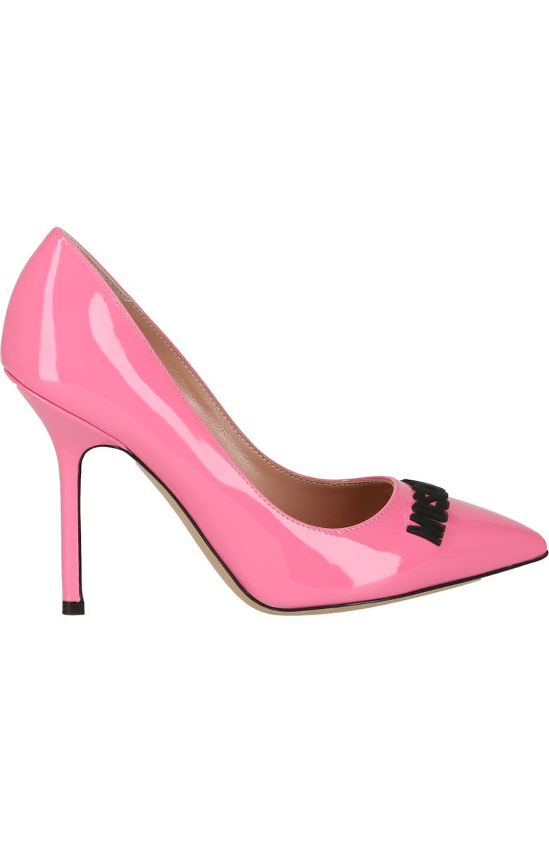Moschino Rubberized Logo Patent Leather Pump, Alternate, color,
