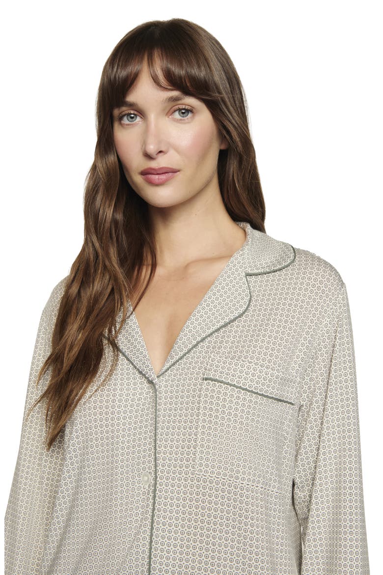 Gisele Printed Long Pajamas, Alternate, color, GEO MOD DESERT SAGE/