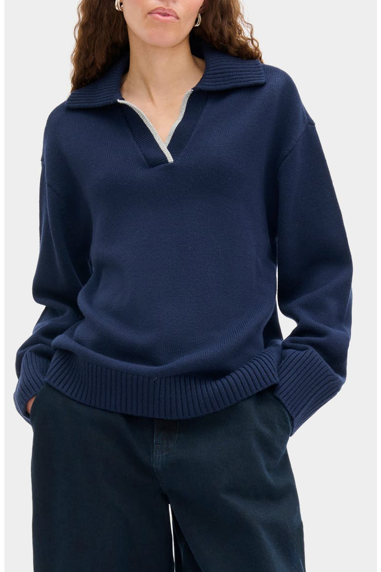 Judith Organic Cotton & Wool Sweater, Main, color, NAVY