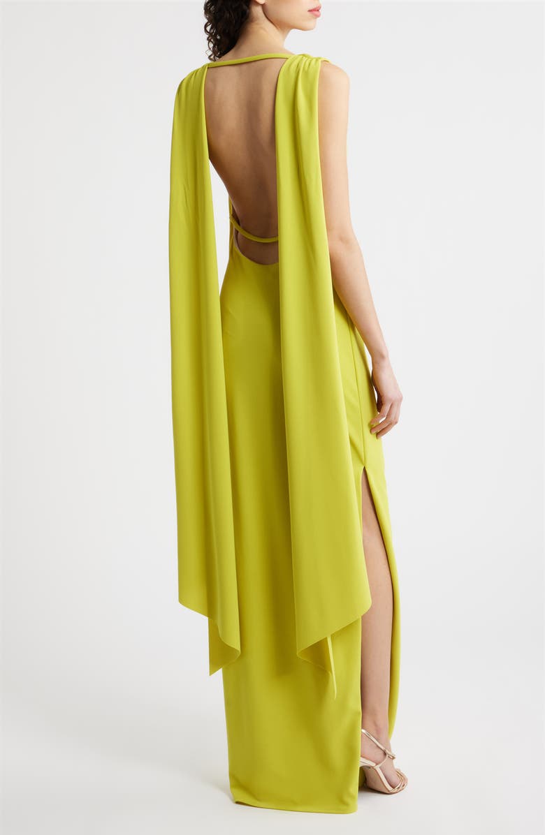 Black Halo Brullo Draped Column Gown, Alternate, color, Chartreuse