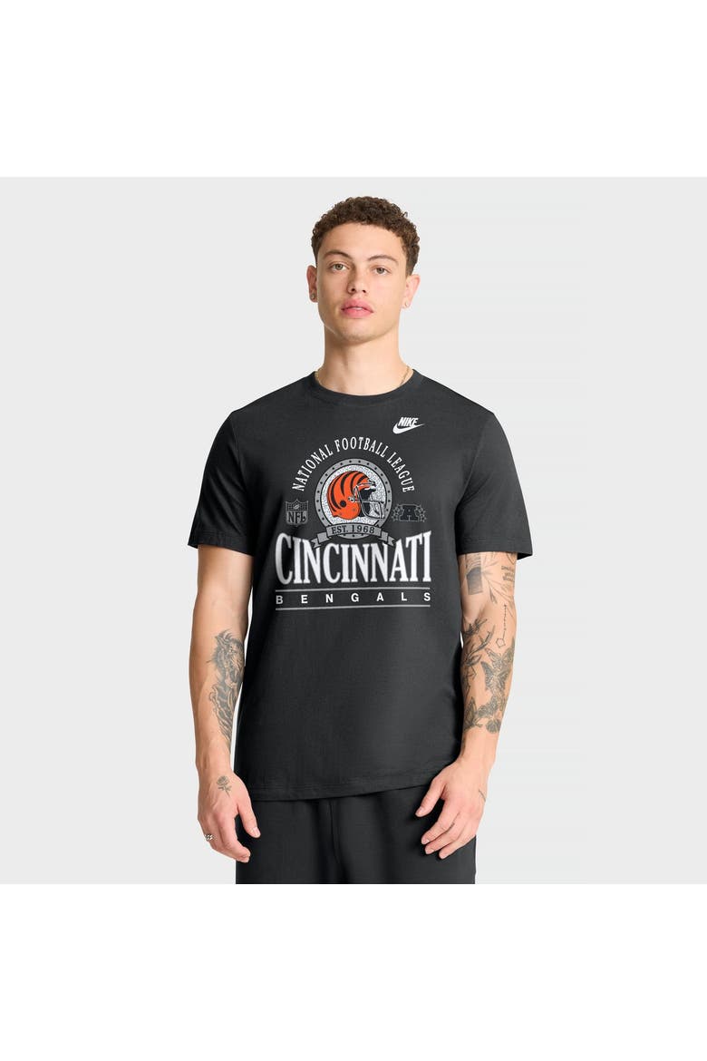 Men's Nike Black Cincinnati Bengals Rewind Team Spirit Essential Cotton T-Shirt, Main, color, Black