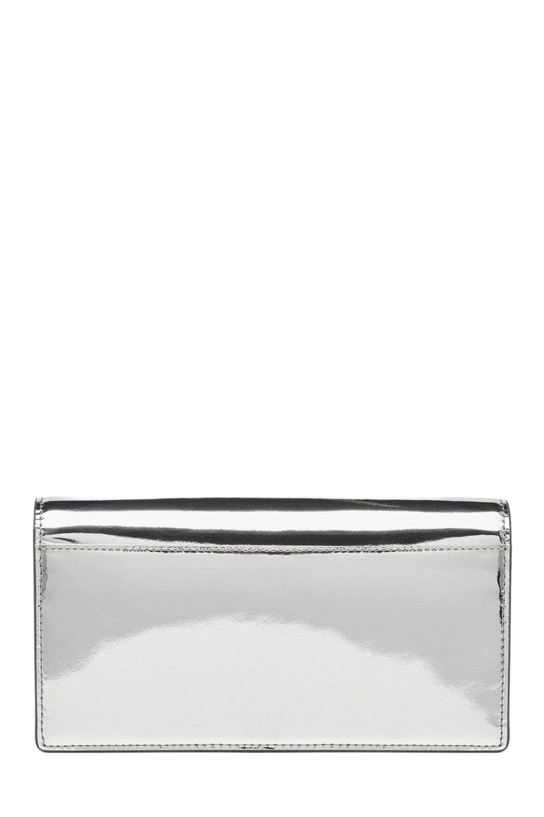 Diamond Chain Wallet in Metallic Mirror Leather, Alternate, color, SILVER