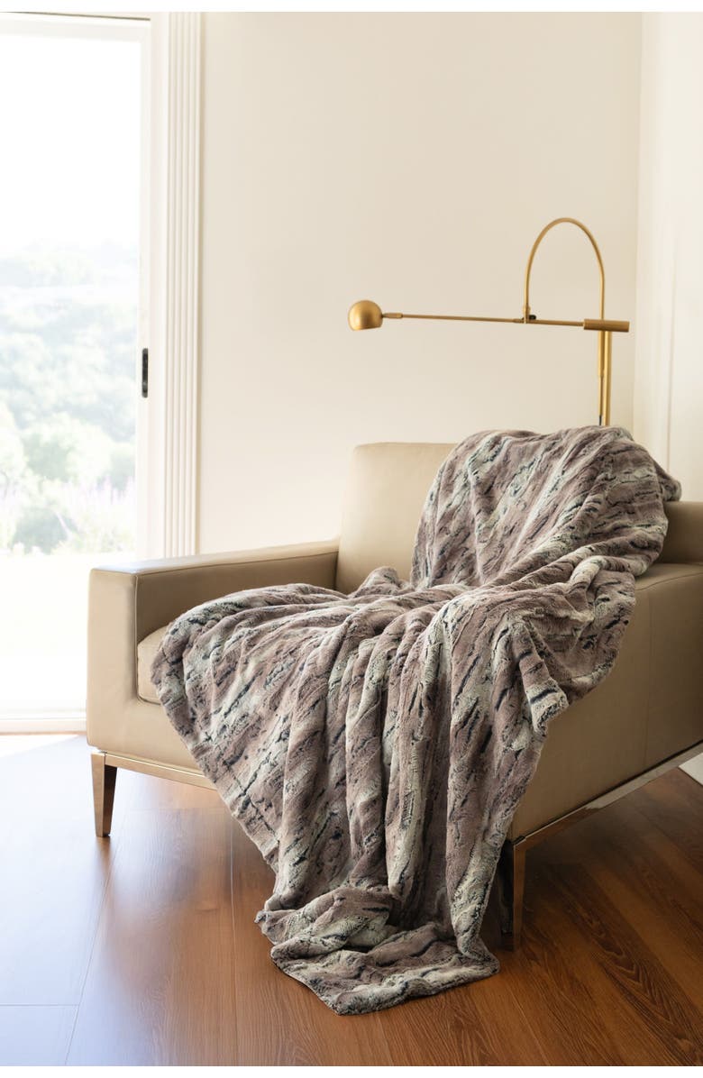 Sea To Me Blankets Mammoth Memories Faux Fur Throw Blanket, Alternate, color, Brown/Grey Multi