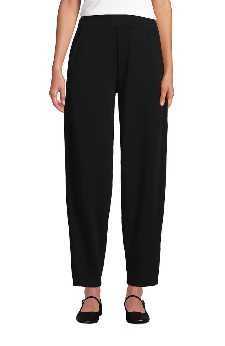 Lands' End Sport Knit High Rise Barrel Ankle Pants, Main, color, Black