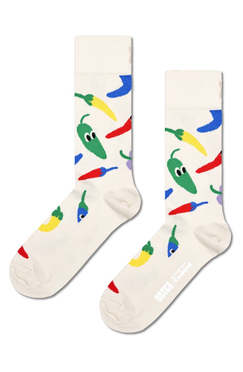 Happy Socks NYT Cooking Hothead Fun 2-Pack Cotton Blend Crew Socks Gift Set, Alternate, color, 