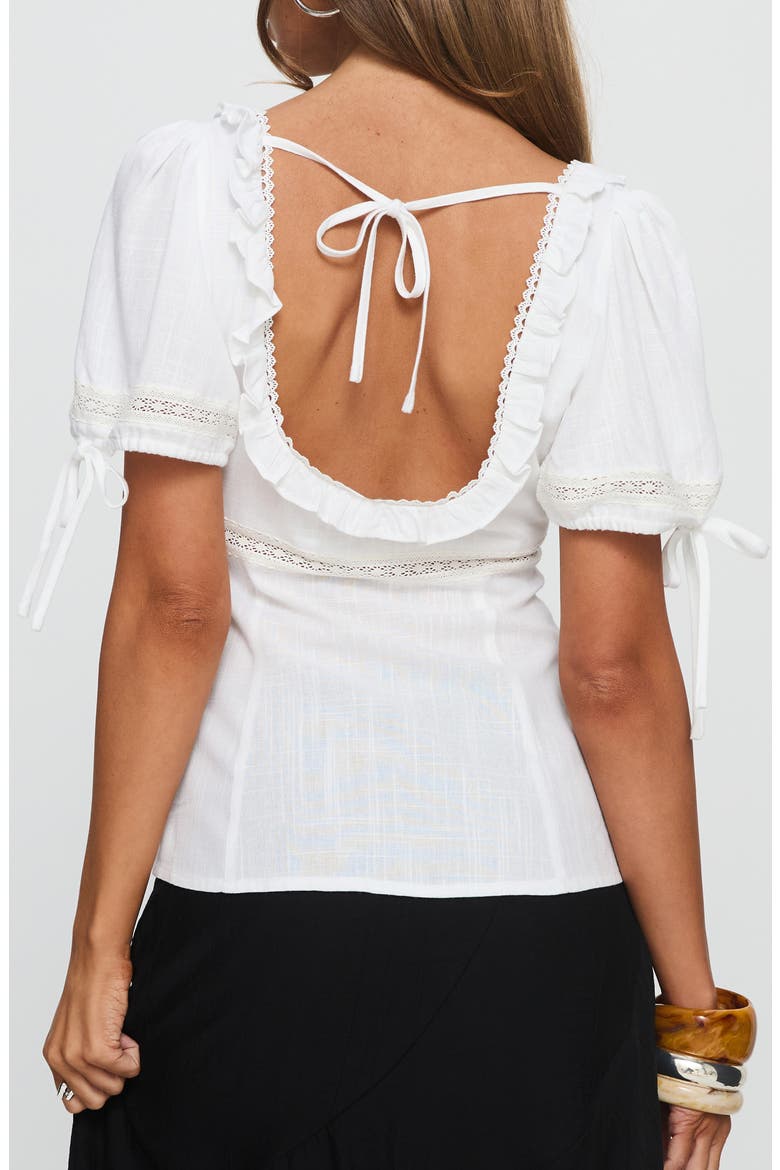 Indianah Pleat Lace Top, Alternate, color, WHITE
