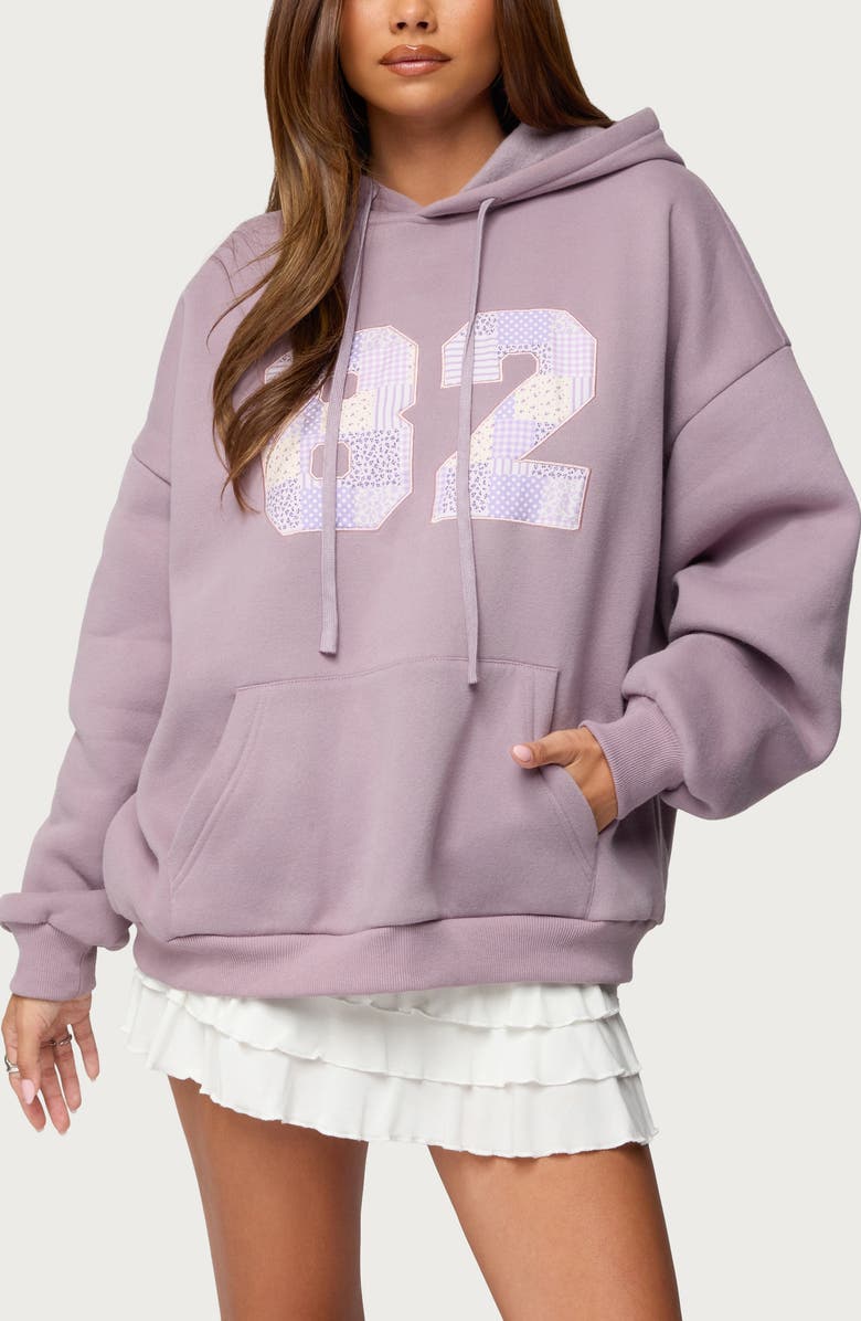 EDIKTED 82 Appliqué Oversize Hoodie, Main, color,