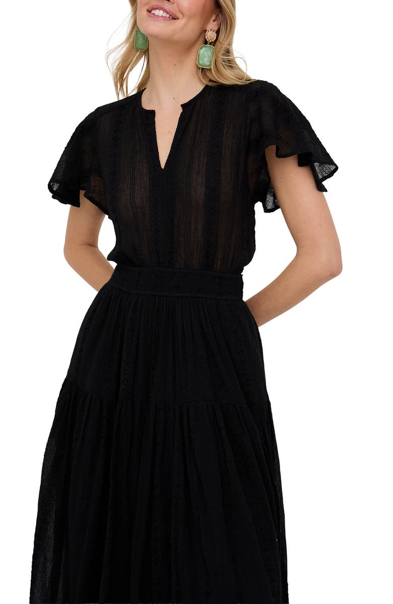 Raffya Candice Flutter Sleeve Jacquard Maxi Dress, Alternate, color,