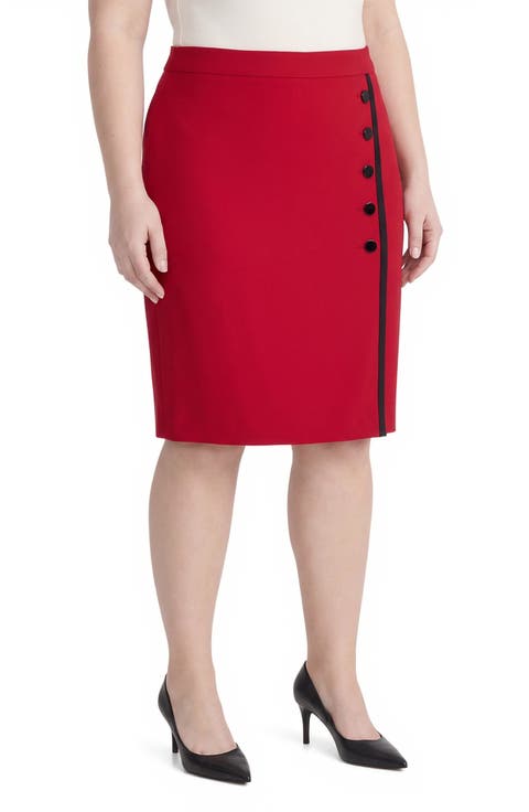 Faux Wrap Trimmed Skirt
