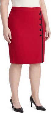 KASPER Faux Wrap Trimmed Skirt