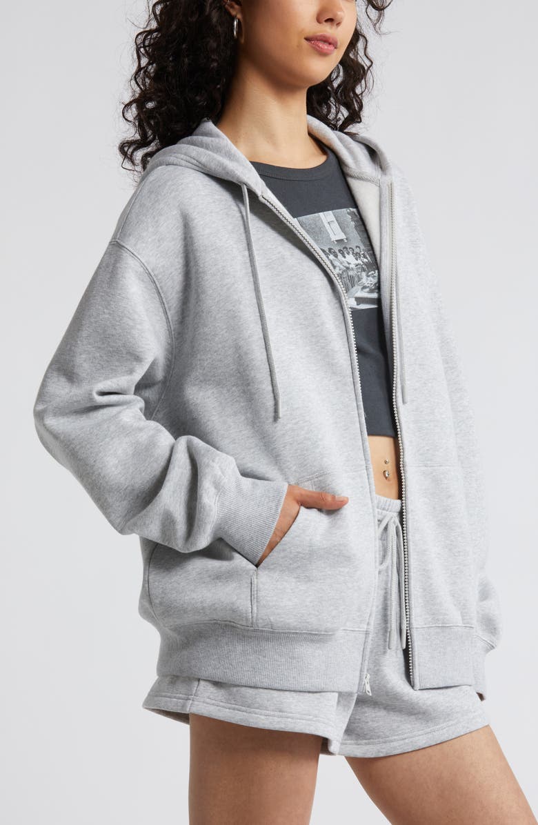 BP. Oversize Zip Fleece Hoodie, Alternate, color, Grey Soft Heather