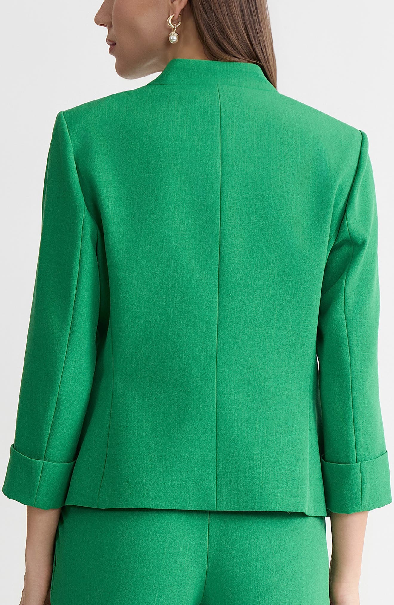 Collarless Zip Pocket Blazer - image 2