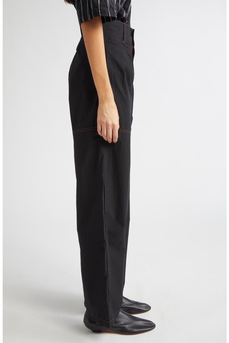 Contrast Seam Pleated Dress Pants, Alternate, color, BLACK