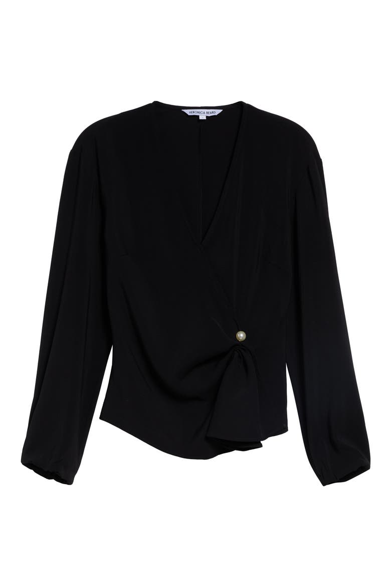 Drew Surplice Top, Alternate, color, BLACK