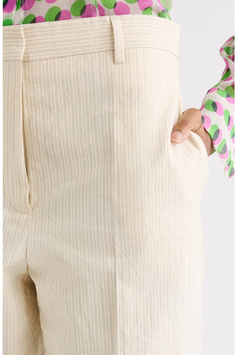 Pilar Tailored Stripe Washed Cotton Blend Pants, Alternate, color, ECRU