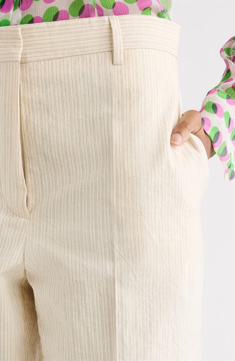 Dries Van Noten Pilar Tailored Stripe Washed Cotton Blend Pants, Alternate, color, Ecru