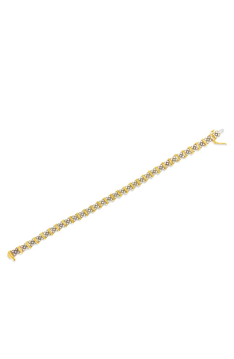 Haus of Brilliance 10K Yellow Gold Plated Silver 2.0 Cttw Diamond Cluster "X" Shaped Link Bracelet, Alternate, color, Yellow