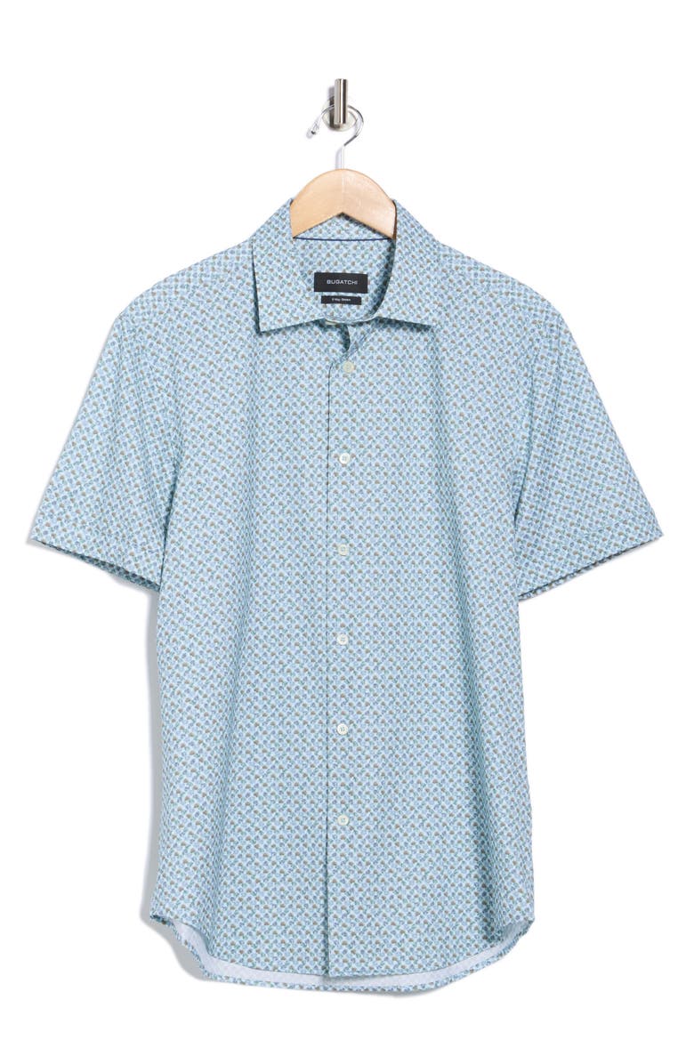 Bugatchi Miles OoohCotton<sup>®</sup> Short Sleeve Button-Up Shirt, Alternate, color, Sage