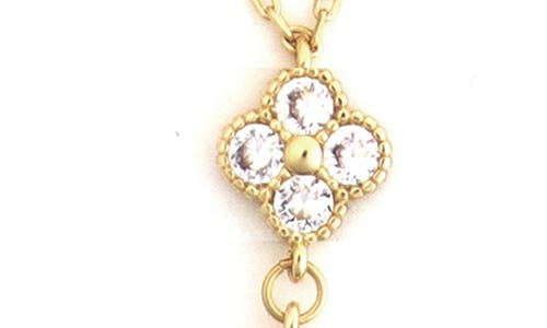Panacea Cubic Zirconia Clover Y-necklace In Gold