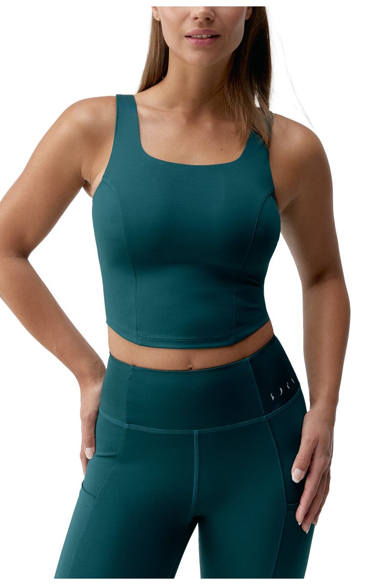 Born Living Yoga Godo Medium Support Performance Sport Top, Main, color, Deep Green
