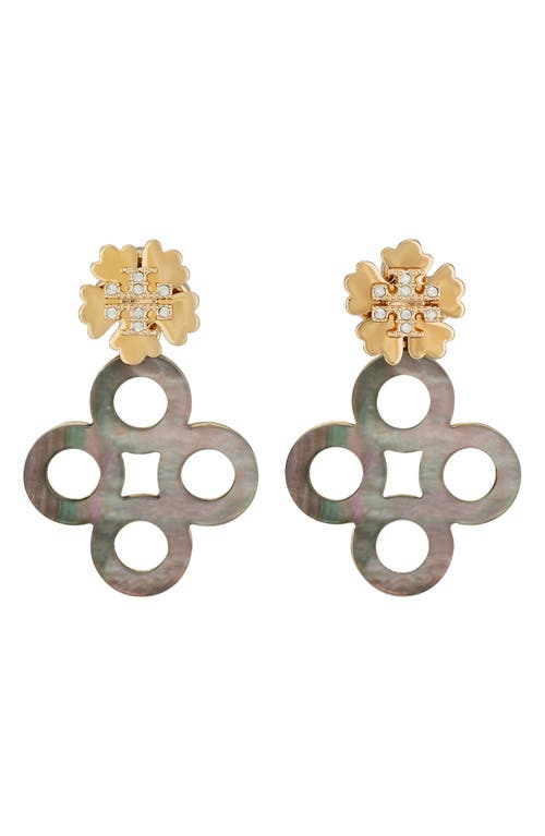 Tory Burch Kira Clover Pavé Front/back Earrings In Gold