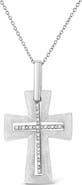 Haus of Brilliance .925 Sterling Silver Prong-Set Diamond Accent Cross Pendant Necklace