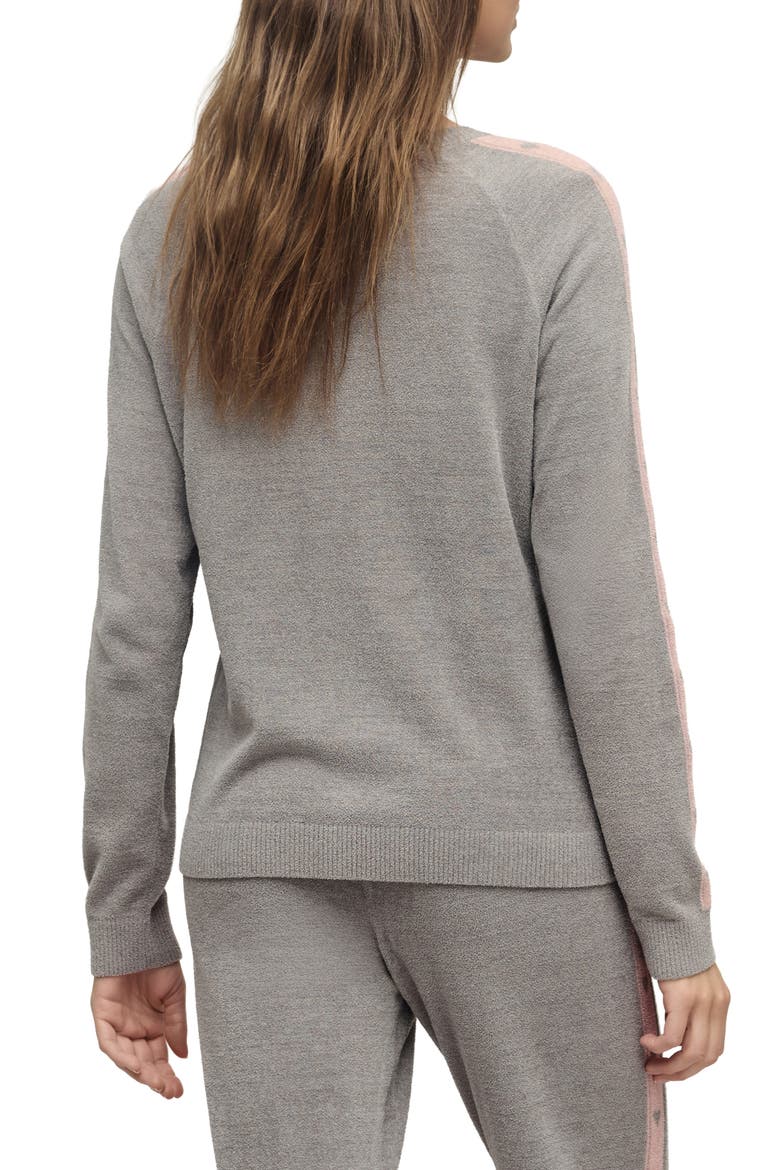 CozyChic® Ultra Lite® Heart Stripe Crewneck Lounge Top, Alternate, color, DOVE GRAY-PINK SAND