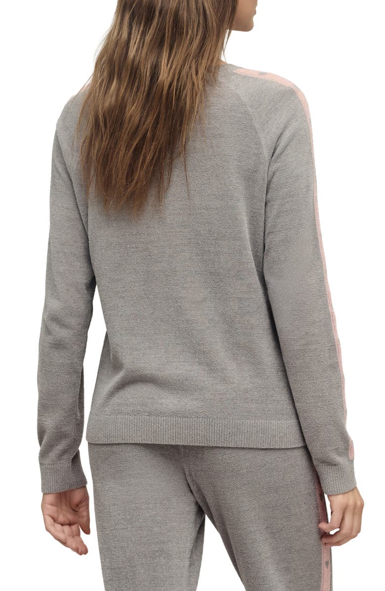 Barefoot Dreams<sup>®</sup> CozyChic<sup>®</sup> Ultra Lite<sup>®</sup> Heart Stripe Crewneck Lounge Top, Alternate, color, Dove Gray-Pink Sand