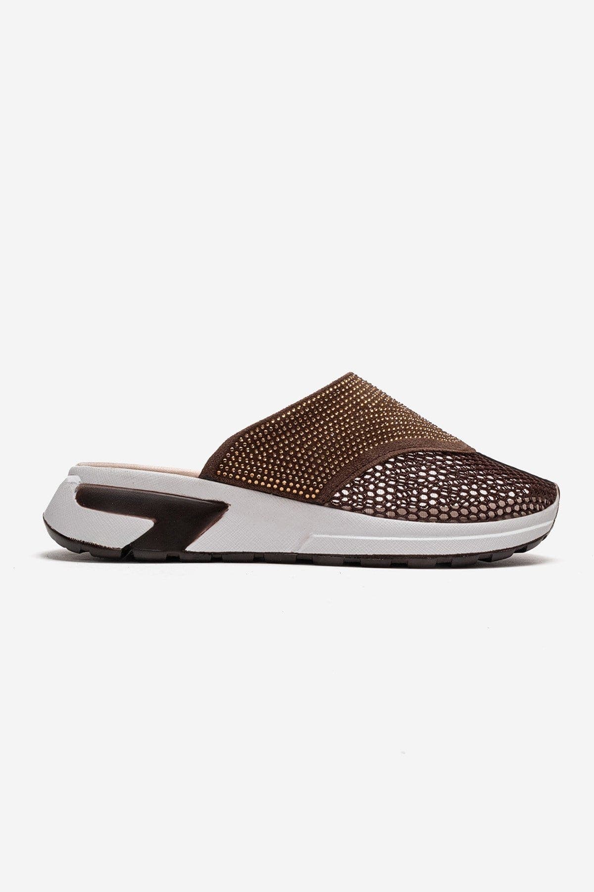 GLEA Mesh Rhinestone Mules, Alternate, color, Brown