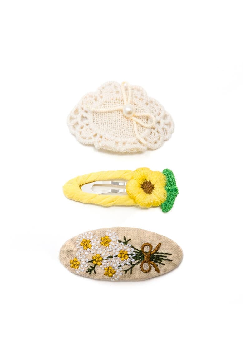 3pc Hair Clip Crochet Meadow Set, Alternate, color, Sunbeam Meadow - Yellow