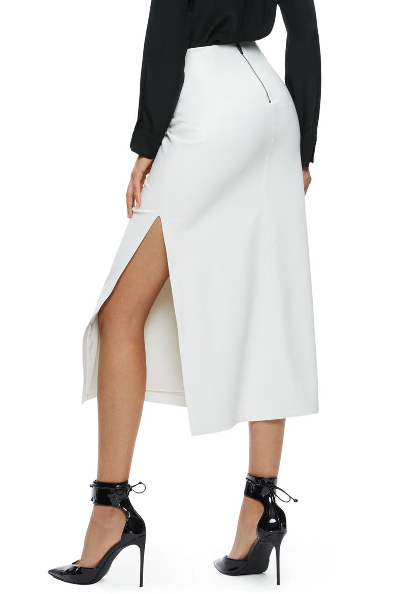 Maeve Back Slit Faux Leather Midi Skirt, Alternate, color, OFF WHITE